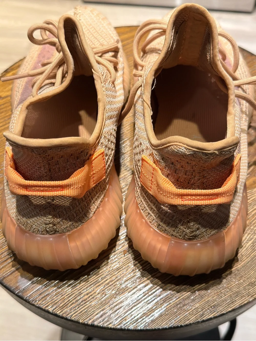 Yeezy Boost 350 V2 in Tan with Pink Stripe